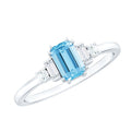 Aquamarine Engagement Ring – Emerald Cut Solitaire with Sparkling Diamond Shoulders