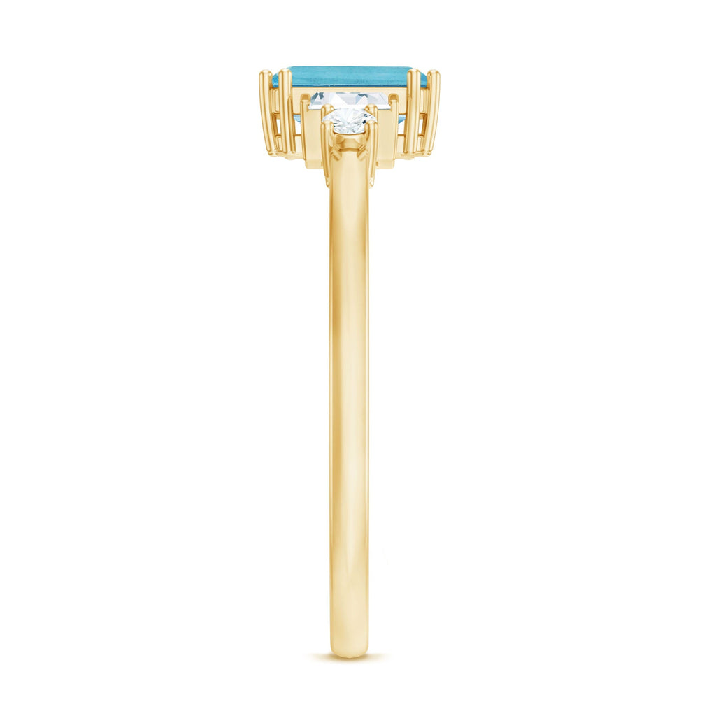 Aquamarine Engagement Ring – Emerald Cut Solitaire with Sparkling Diamond Shoulders