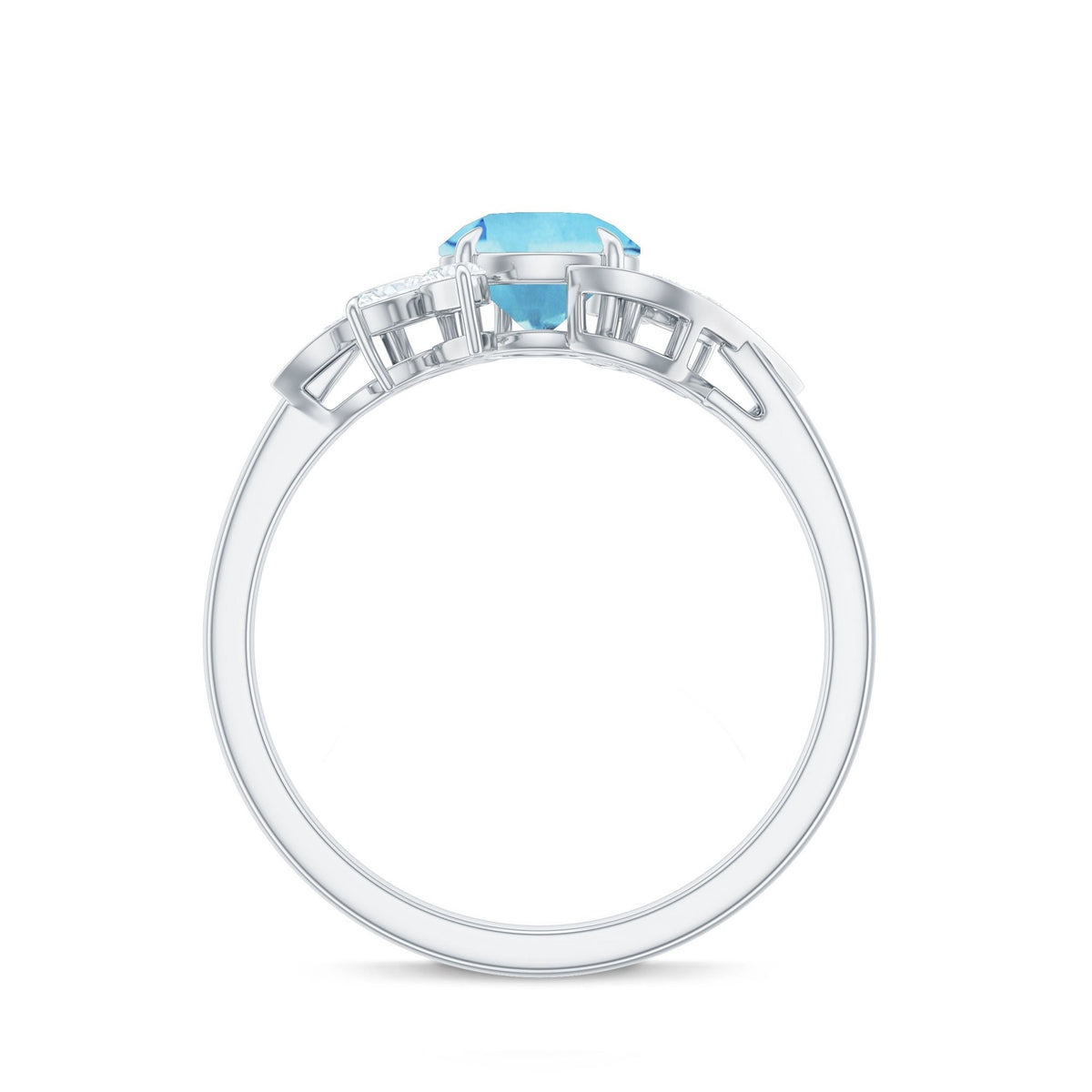 Aquamarine Engagement Ring – Flower Design | AAA Quality Marquise Diamond Ring