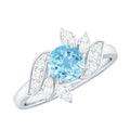 Aquamarine Engagement Ring – Flower Design | AAA Quality Marquise Diamond Ring