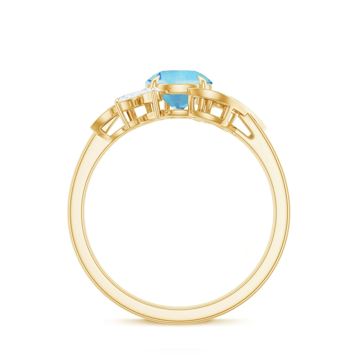 Aquamarine Engagement Ring – Flower Design | AAA Quality Marquise Diamond Ring