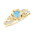 Aquamarine Engagement Ring – Flower Design with Lab Grown Diamonds | Gold Plated Silver