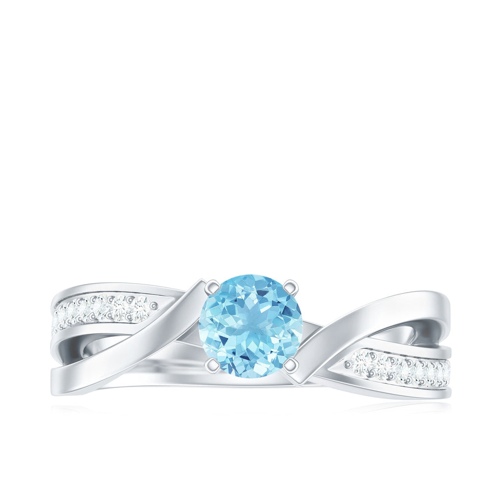 Aquamarine Engagement Ring – Natural AAA Quality Blue Gemstone Infinity Band