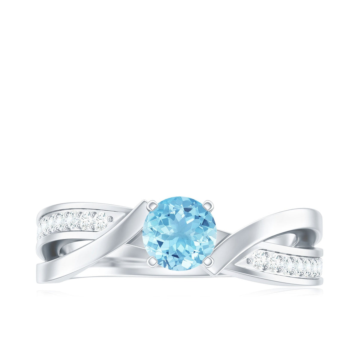 Aquamarine Engagement Ring – Natural AAA Quality Blue Gemstone Infinity Band