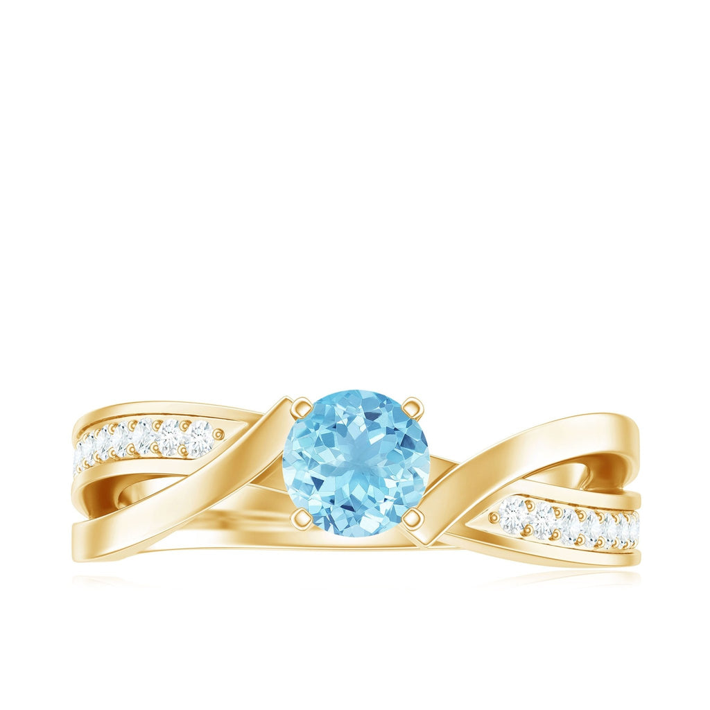 Aquamarine Engagement Ring – Natural AAA Quality Blue Gemstone Infinity Band