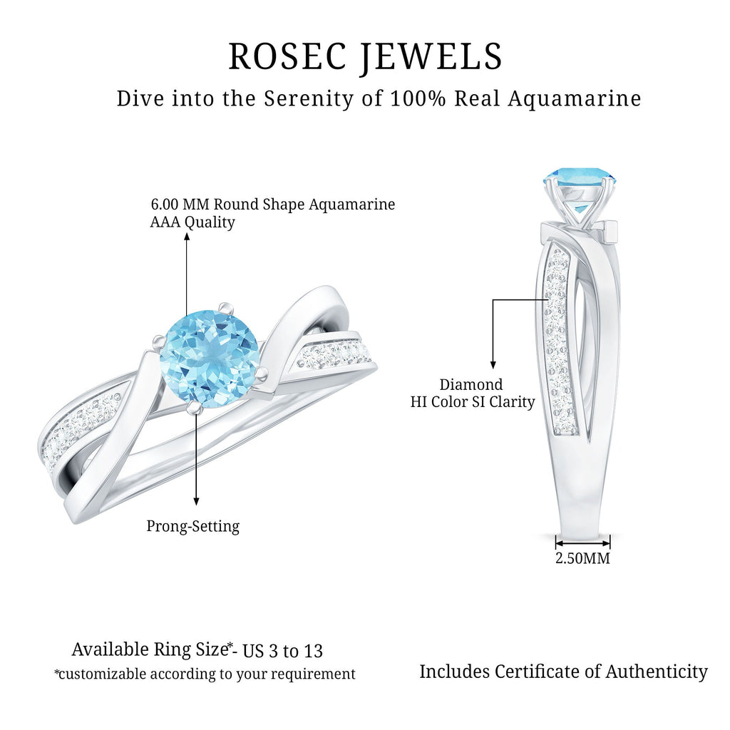 Aquamarine Engagement Ring – Natural AAA Quality Blue Gemstone Infinity Band