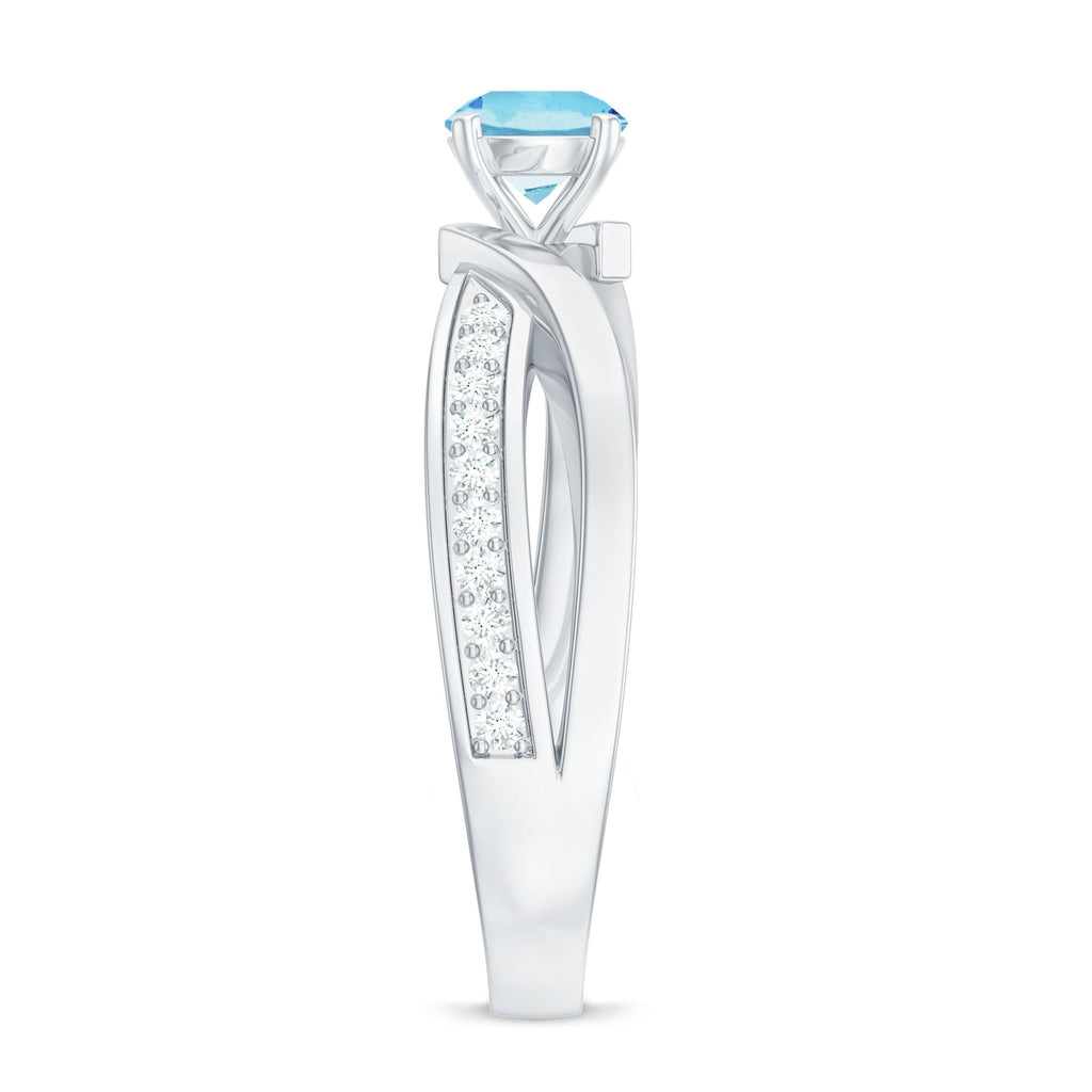 Aquamarine Engagement Ring – Natural AAA Quality Blue Gemstone Infinity Band