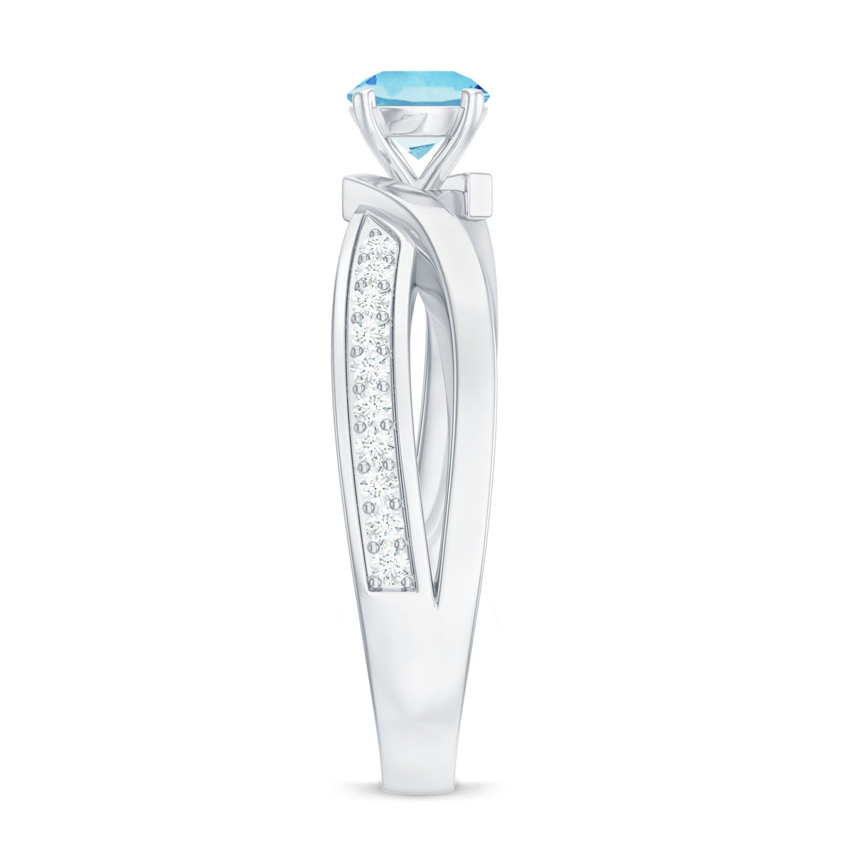 Aquamarine Engagement Ring – Natural AAA Quality Blue Gemstone Infinity Band