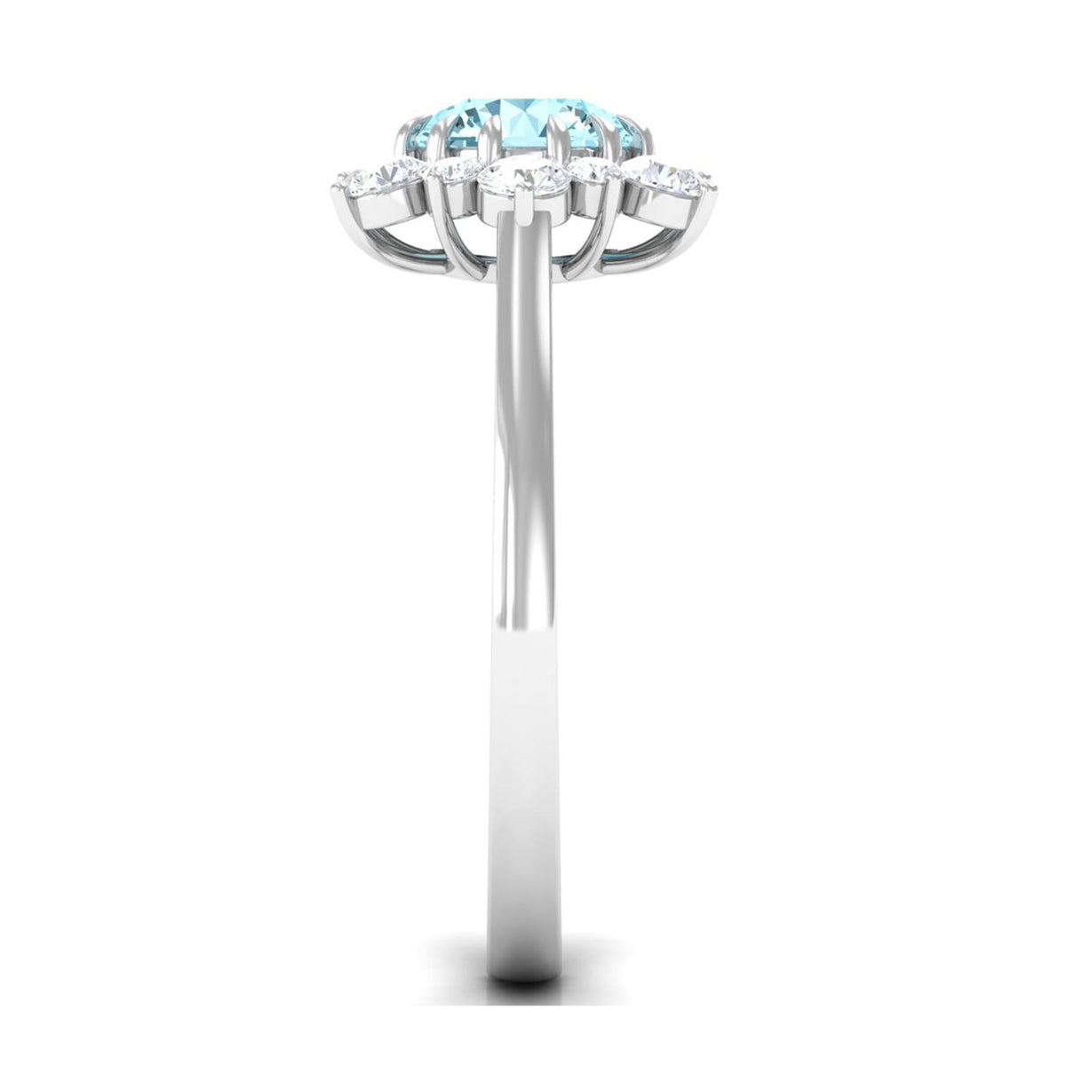 Aquamarine Engagement Ring – Natural Blue Gemstone with Diamond Halo Design