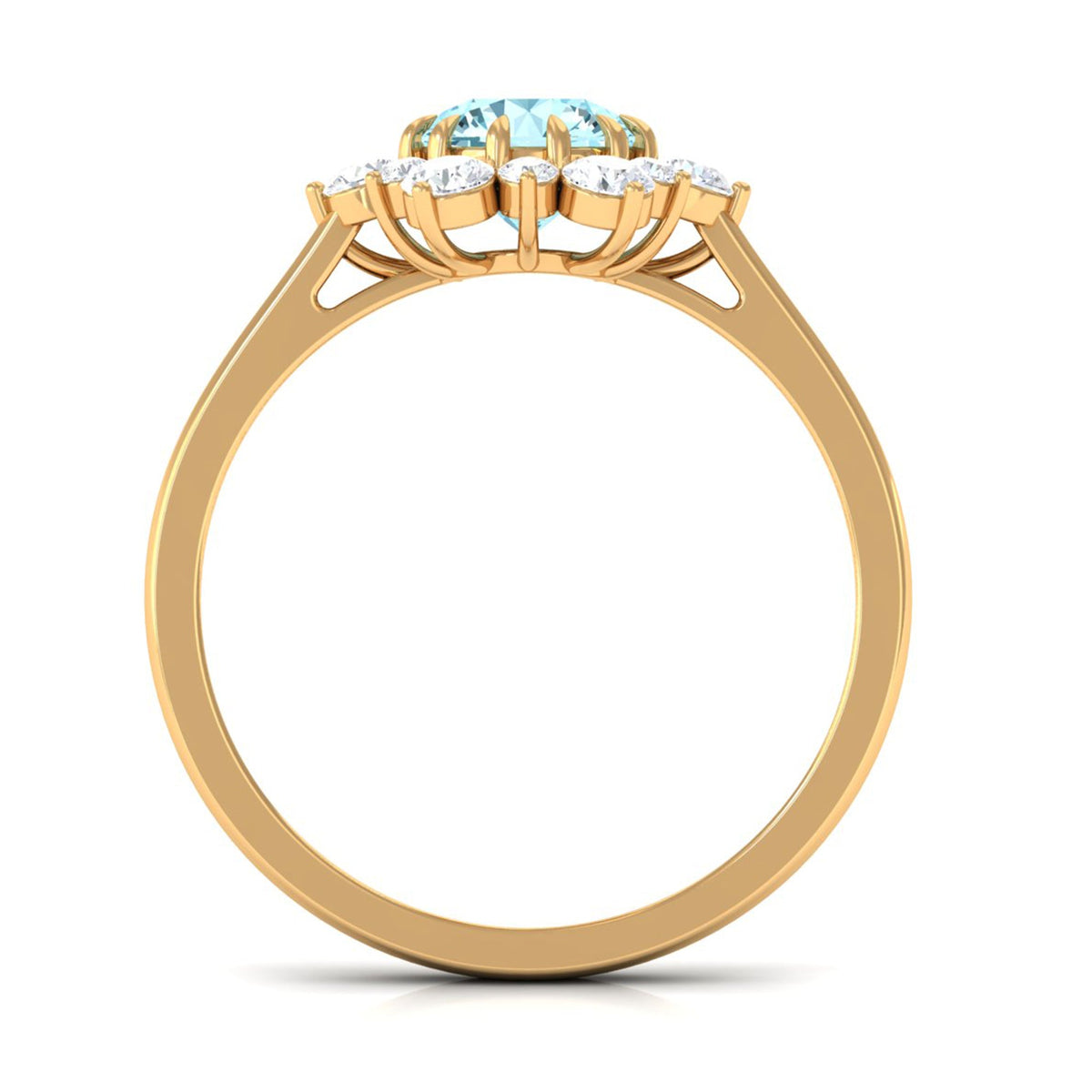 Aquamarine Engagement Ring – Natural Blue Gemstone with Diamond Halo Design