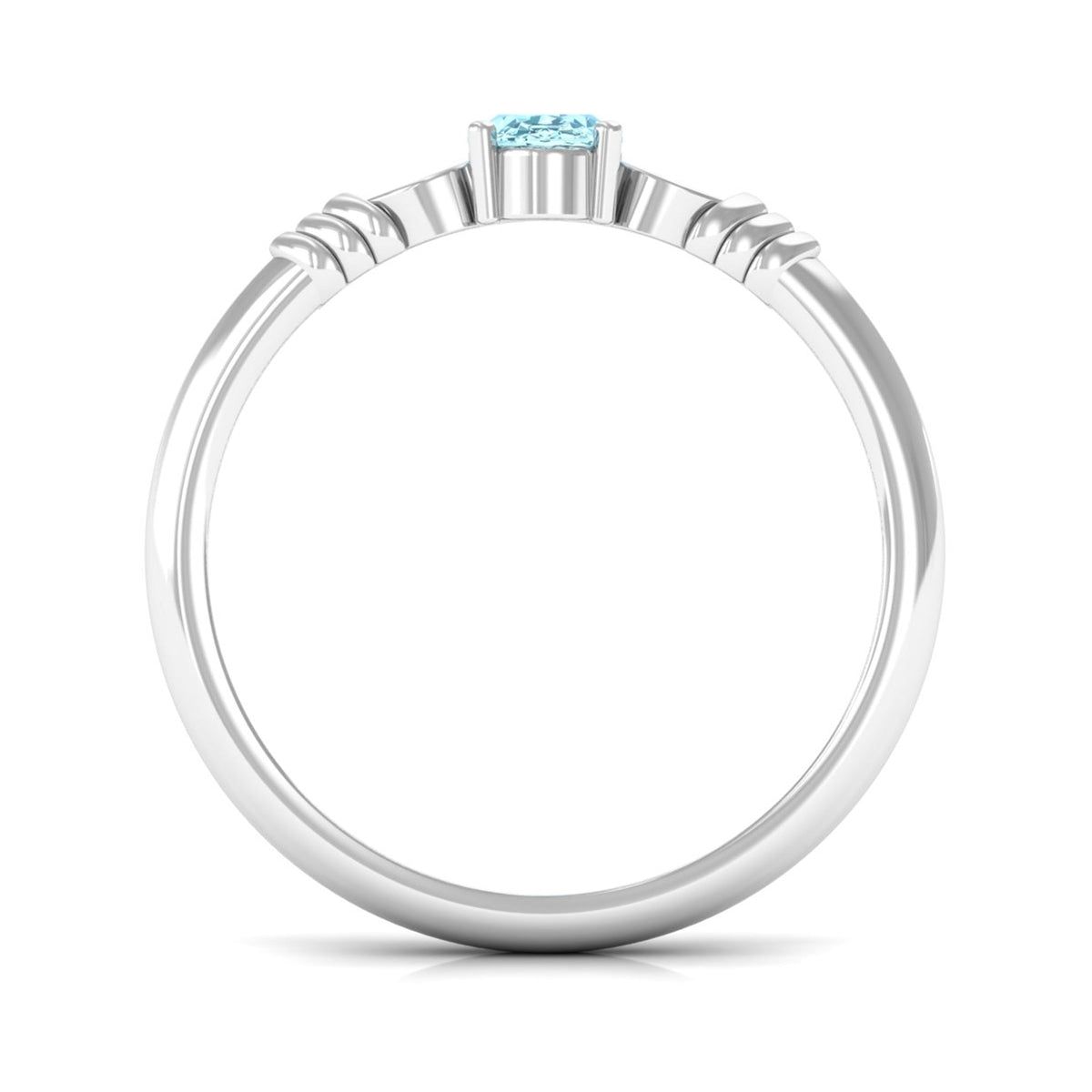 Aquamarine Engagement Ring – Oval AAA Quality Blue Gemstone With Diamond Side Stones