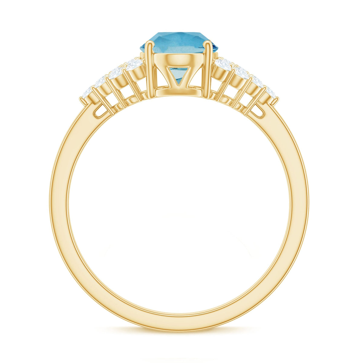 Aquamarine Engagement Ring – Oval Solitaire 1 Carat Aquamarine Diamond Cluster Band