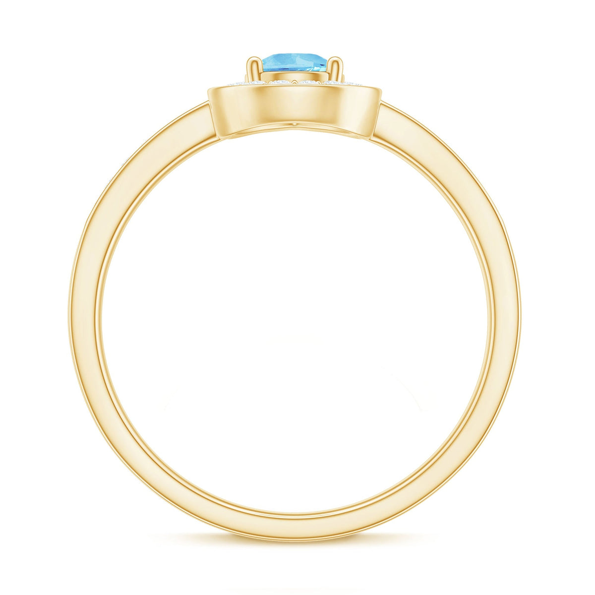 Aquamarine Engagement Ring – Pear Shape Blue Gemstone with Diamond Halo Setting
