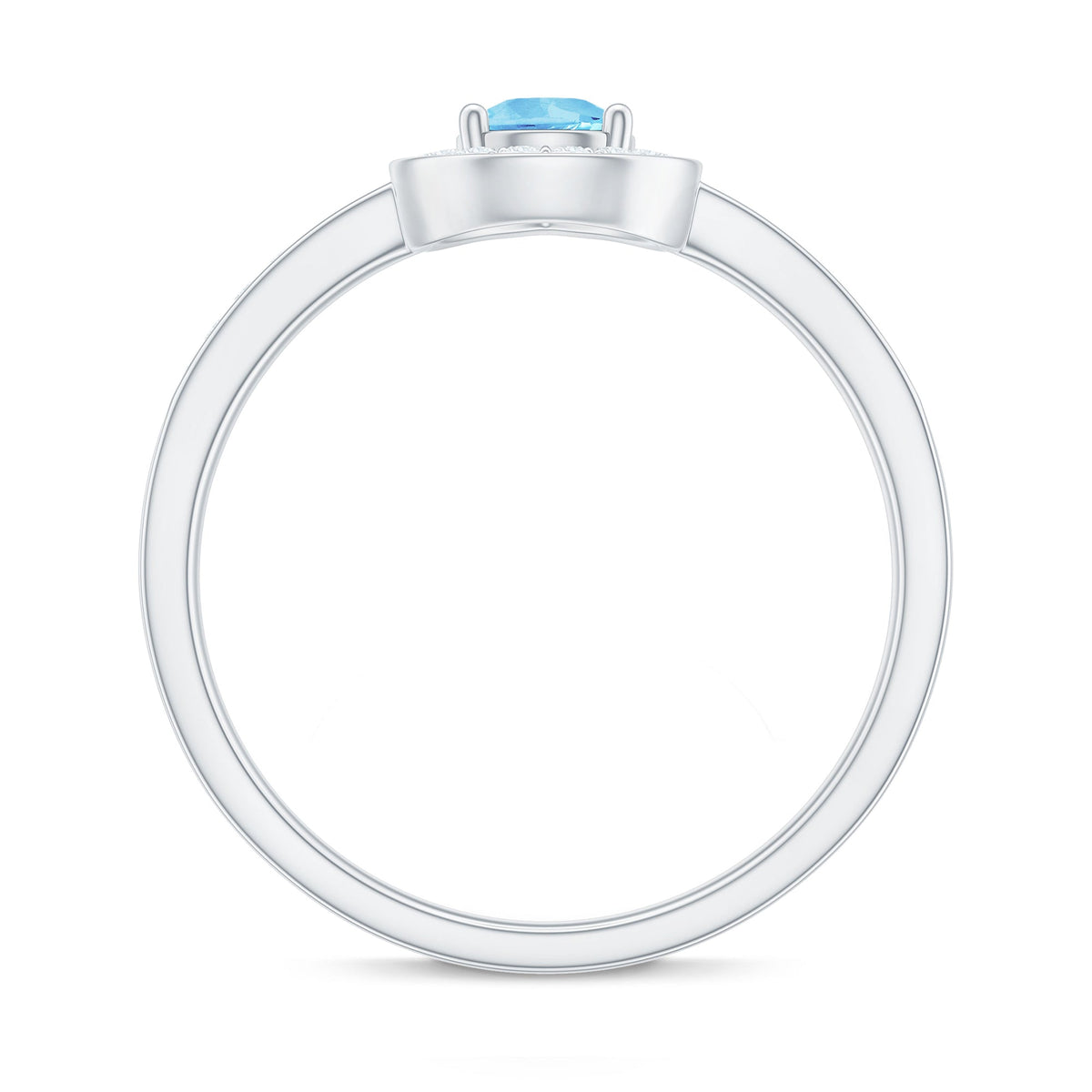 Aquamarine Engagement Ring – Pear Shape Blue Gemstone with Diamond Halo Setting