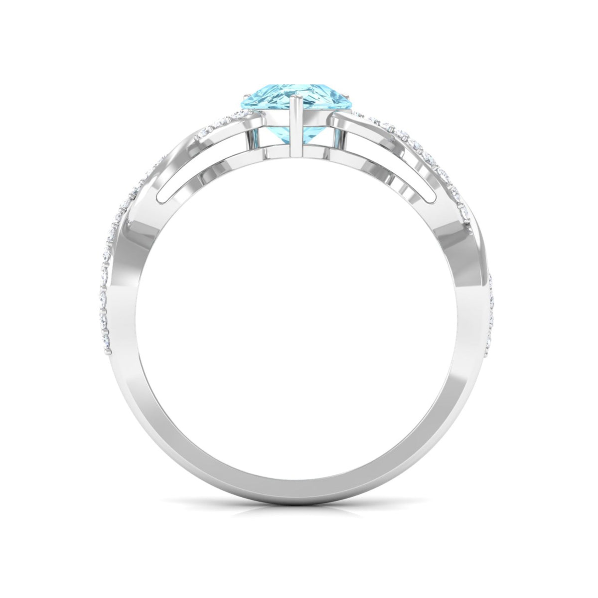 Aquamarine Engagement Ring – Pear Shaped Blue Gemstone with Diamond Infinity Band
