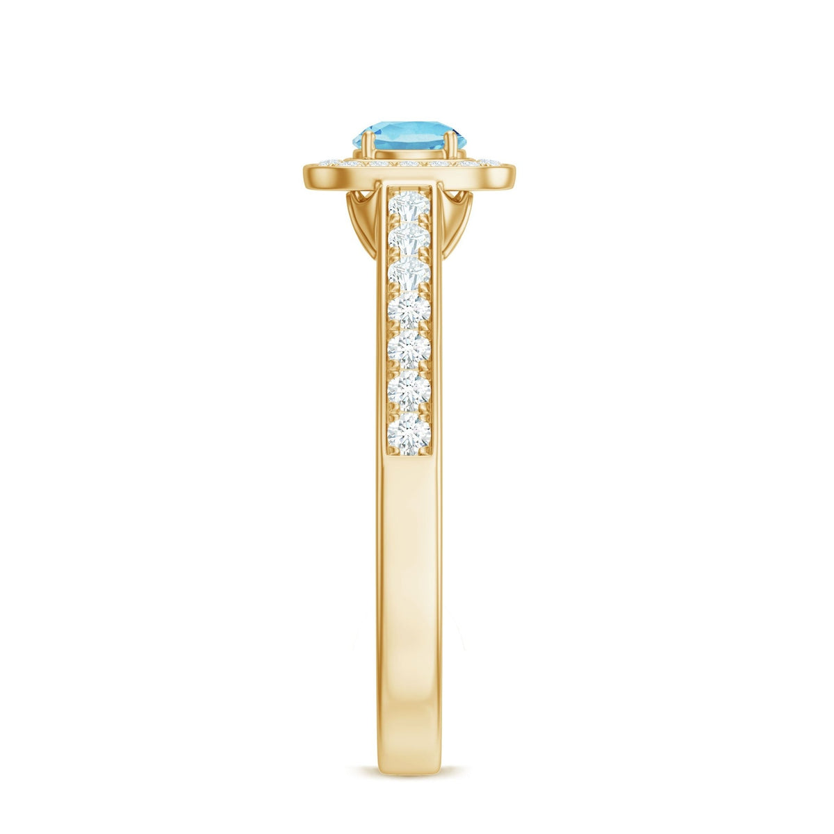 Aquamarine Engagement Ring – Vintage Blue Cushion Halo Setting With Diamonds