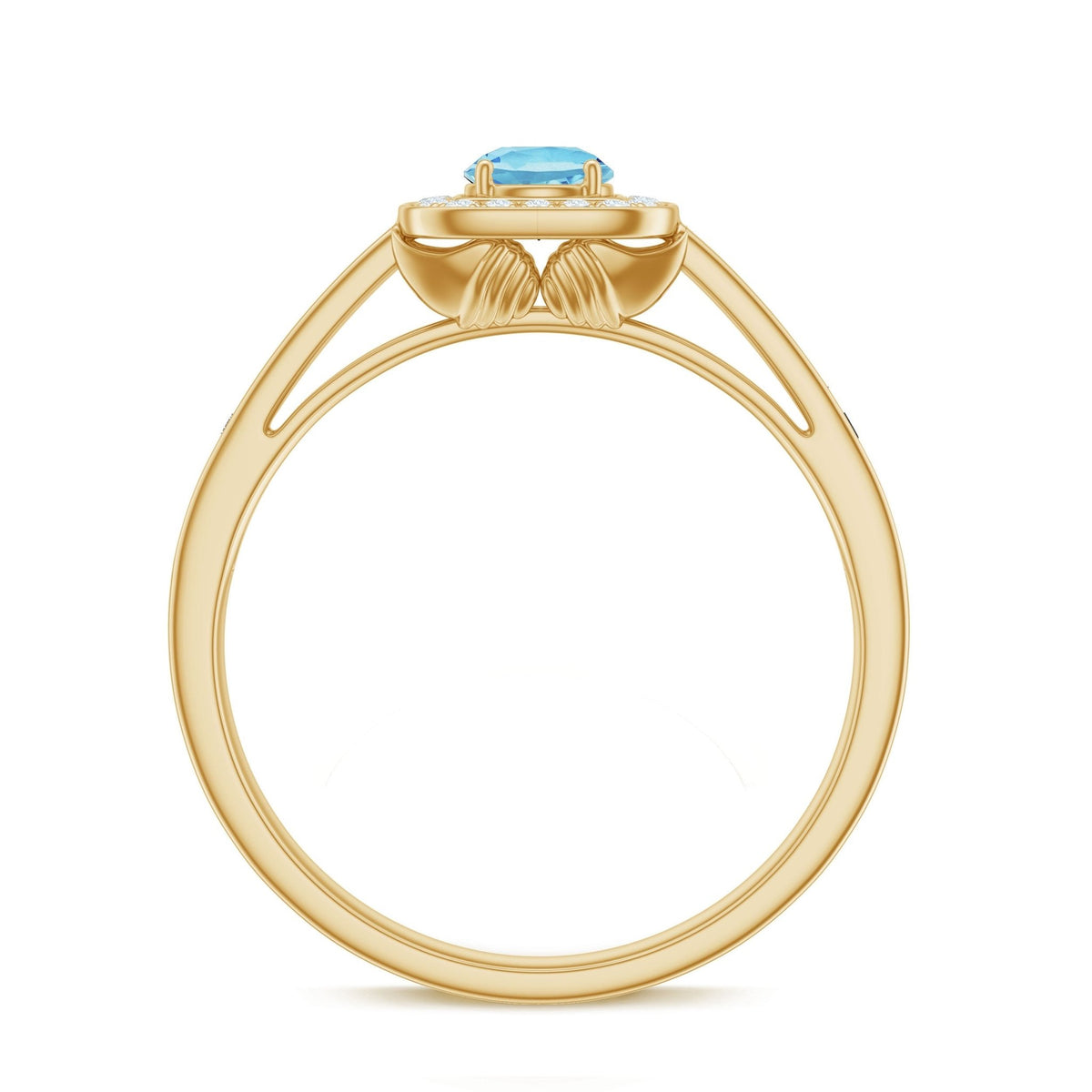 Aquamarine Engagement Ring – Vintage Blue Cushion Halo Setting With Diamonds