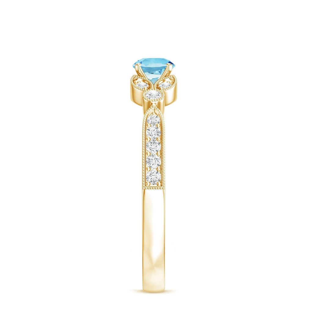 Aquamarine Engagement Ring – Vintage Blue Gemstone With Diamond & Certificate