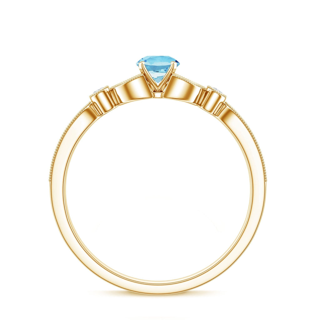 Aquamarine Engagement Ring – Vintage Blue Gemstone With Diamond & Certificate
