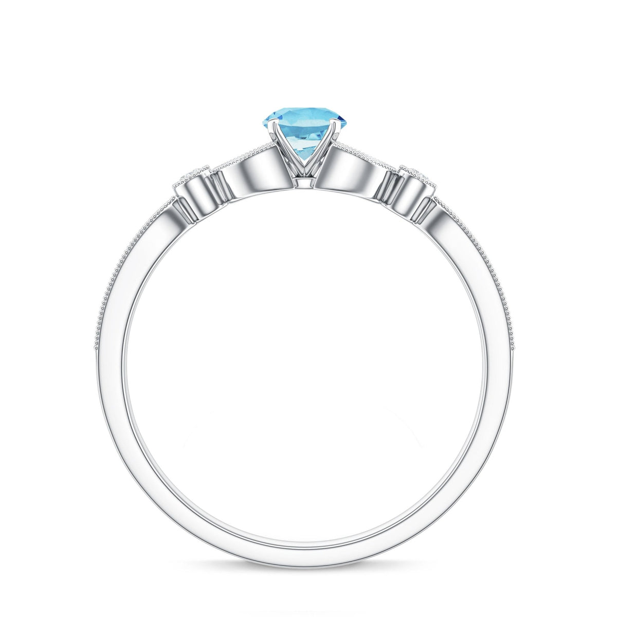 Aquamarine Engagement Ring – Vintage Blue Gemstone With Diamond & Certificate