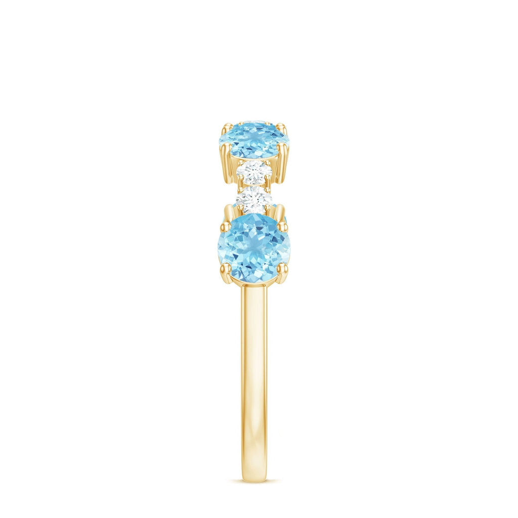 Aquamarine Eternity Ring – Diamond Half Eternity Band With Prong Setting