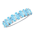 Aquamarine Eternity Ring – Oval Cut Half Eternity Band | Shared Prong Setting