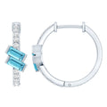 Aquamarine Hoop Earrings – Half Carat Baguette Cut Blue Gemstones | Lab Diamond Jewelry