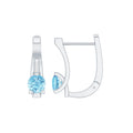 Aquamarine Hoop Earrings – Natural Round Shape Hoops | 3 Prong Setting & Latch Back Closure