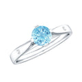 Aquamarine Promise Ring – Classic 6 MM Solitaire Blue Gemstone with Diamond Accent