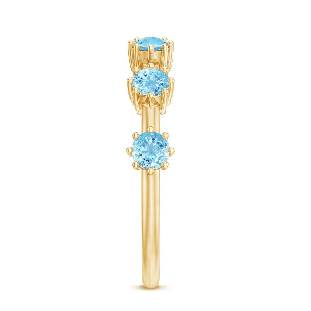 Aquamarine Promise Ring – Minimalist Half Eternity Band With Blue Gemstones
