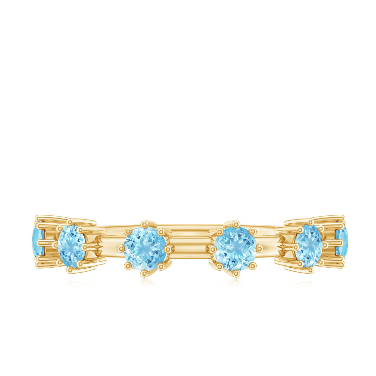 Aquamarine Promise Ring – Minimalist Half Eternity Band With Blue Gemstones