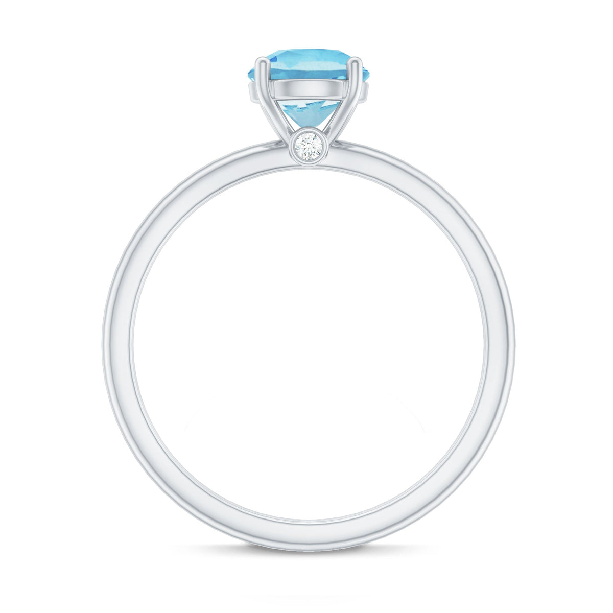 Aquamarine Promise Ring – Natural Blue Gemstone With Hidden Diamond Detail