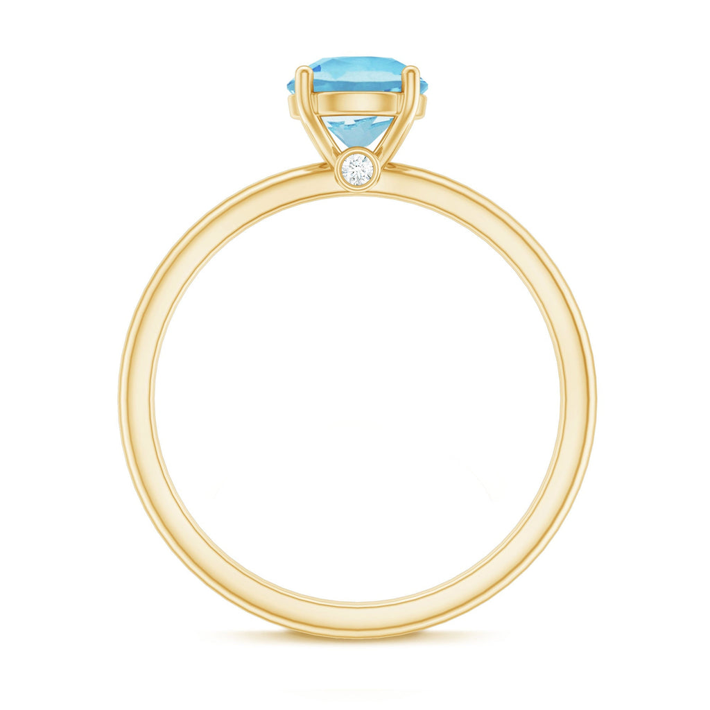 Aquamarine Promise Ring – Natural Blue Gemstone With Hidden Diamond Detail