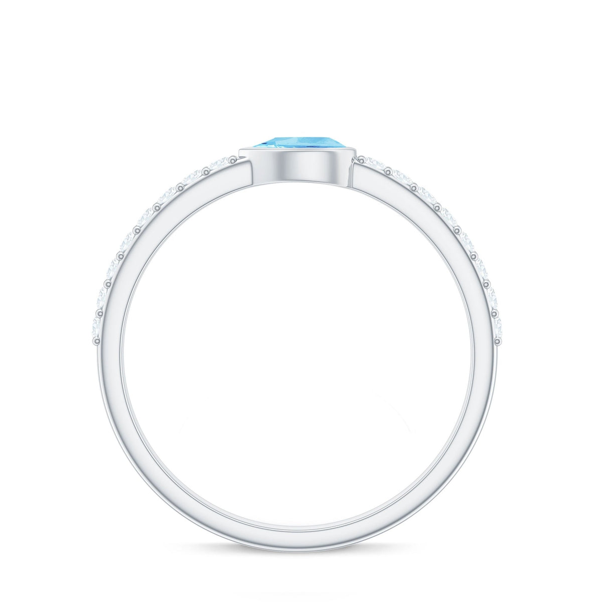 Aquamarine Promise Ring – Pear Cut Blue Birthstone with Diamond Accents