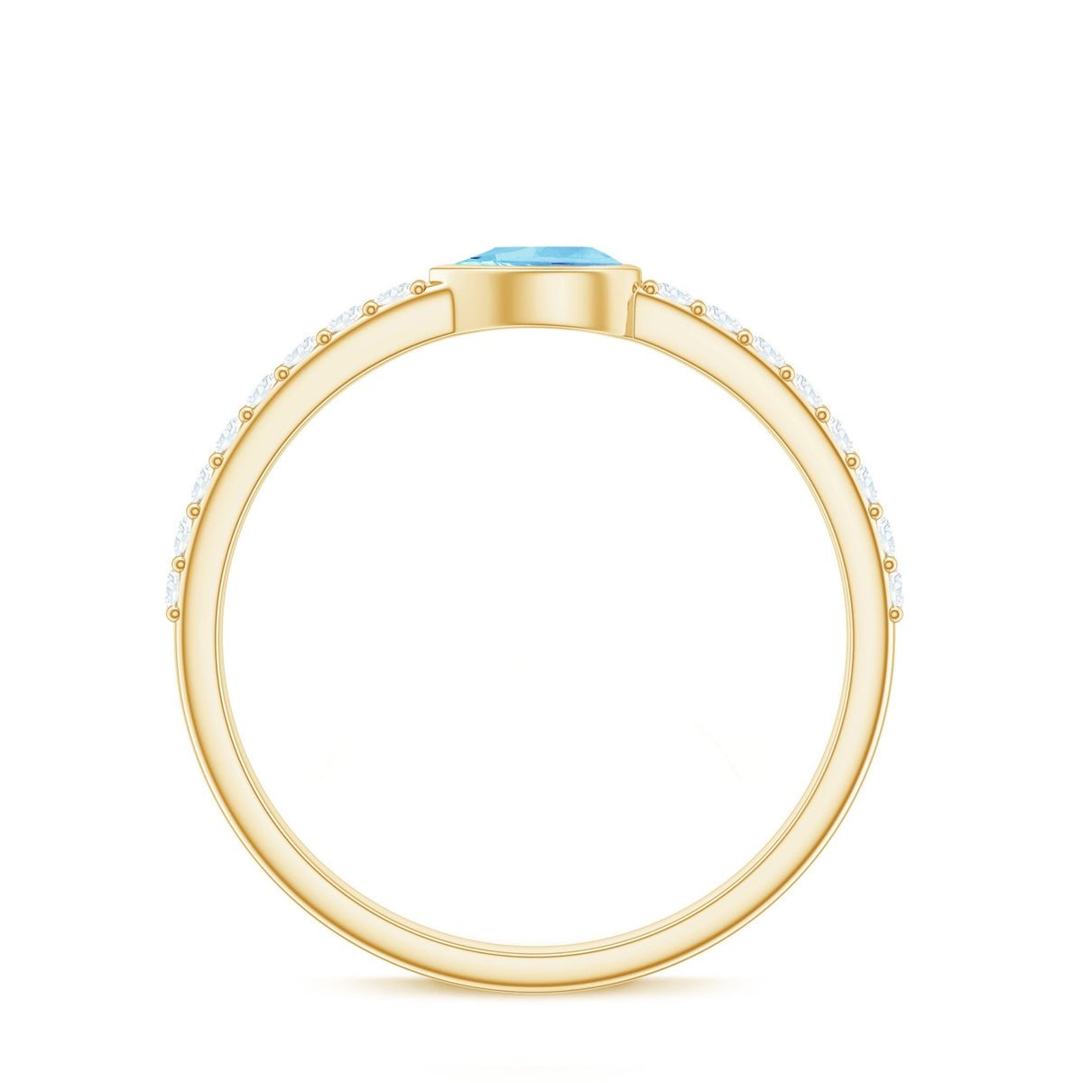 Aquamarine Promise Ring – Pear Cut Blue Birthstone with Diamond Accents