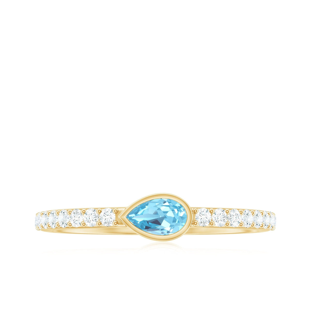 Aquamarine Promise Ring – Pear Cut Blue Birthstone with Diamond Accents
