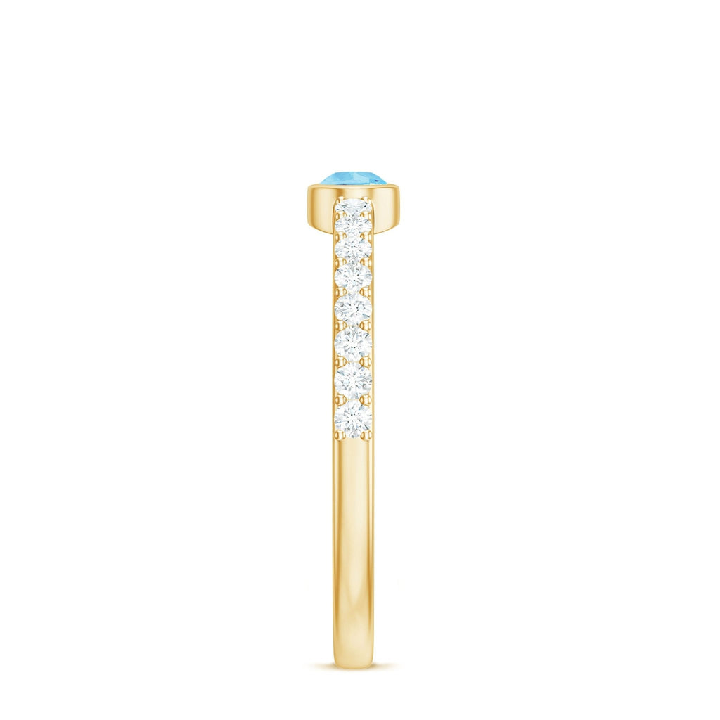 Aquamarine Promise Ring – Pear Cut Blue Birthstone with Diamond Accents