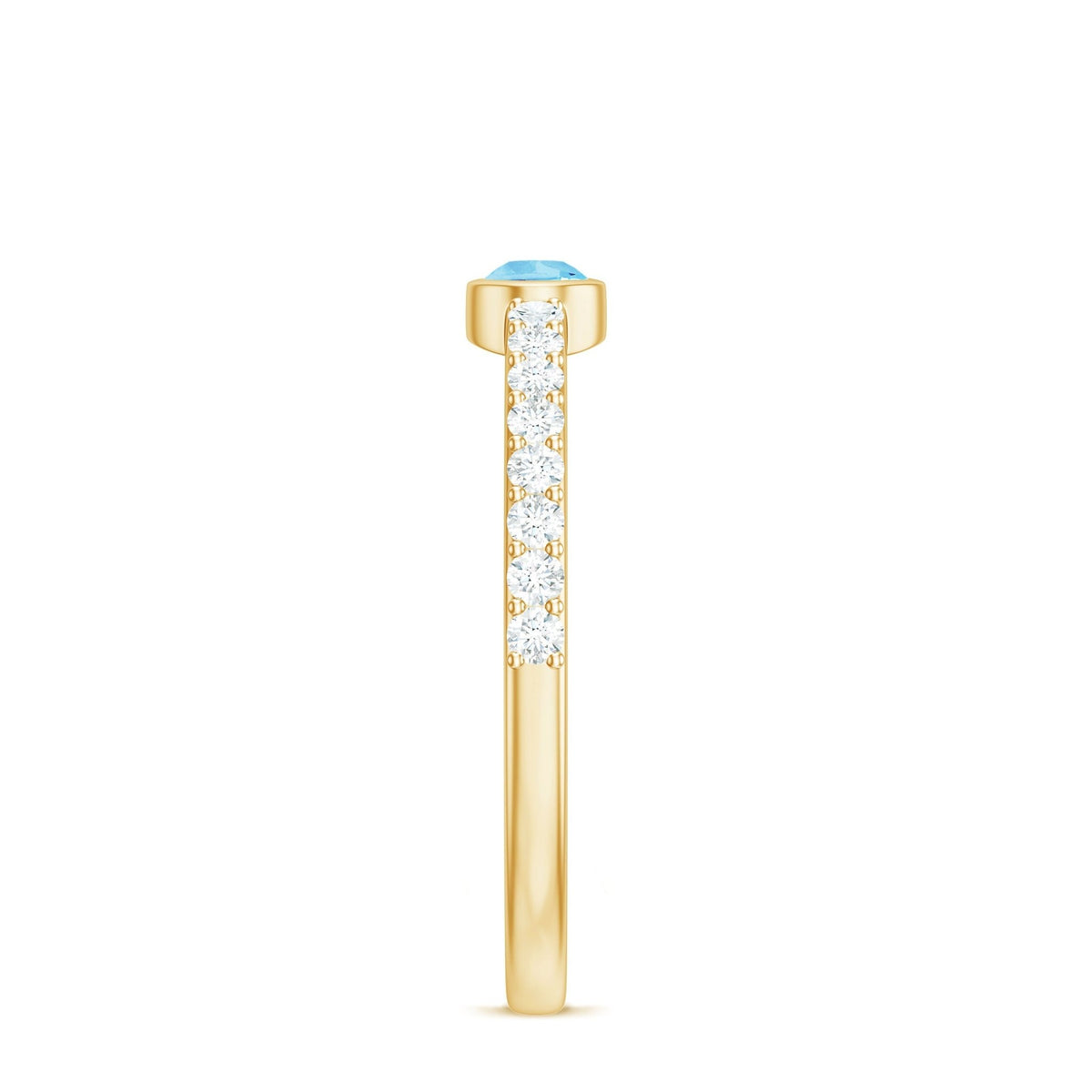 Aquamarine Promise Ring – Pear Cut Blue Birthstone with Diamond Accents