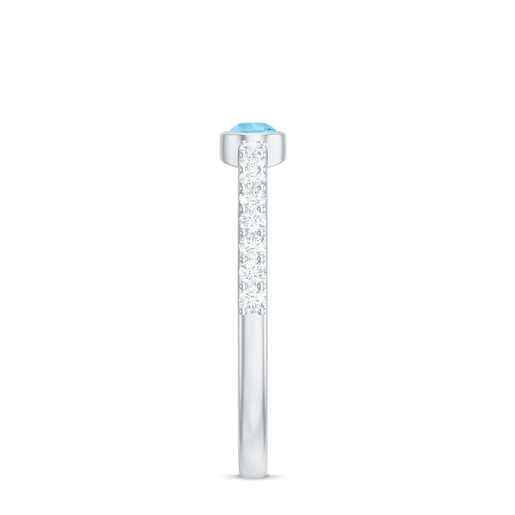 Aquamarine Promise Ring – Pear Cut Blue Birthstone with Diamond Accents