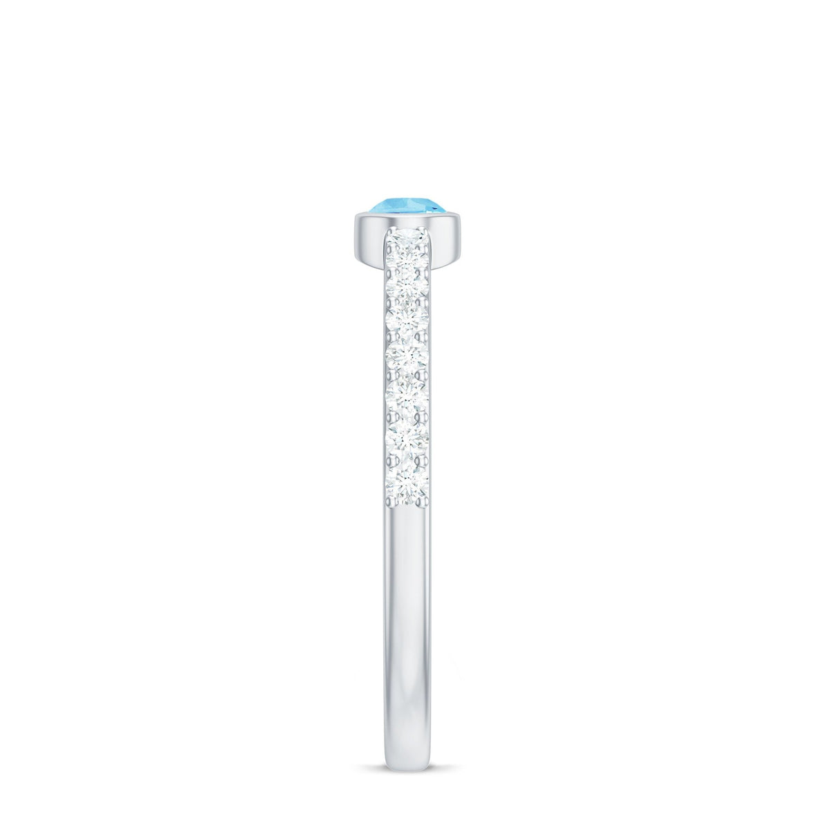 Aquamarine Promise Ring – Pear Cut Blue Birthstone with Diamond Accents