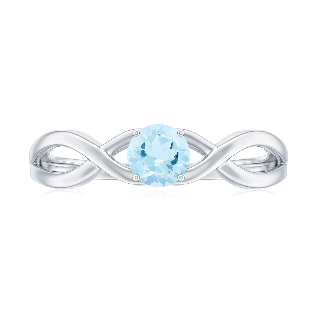 Aquamarine Promise Ring – Solitaire Infinity Band With AAA Quality Stone