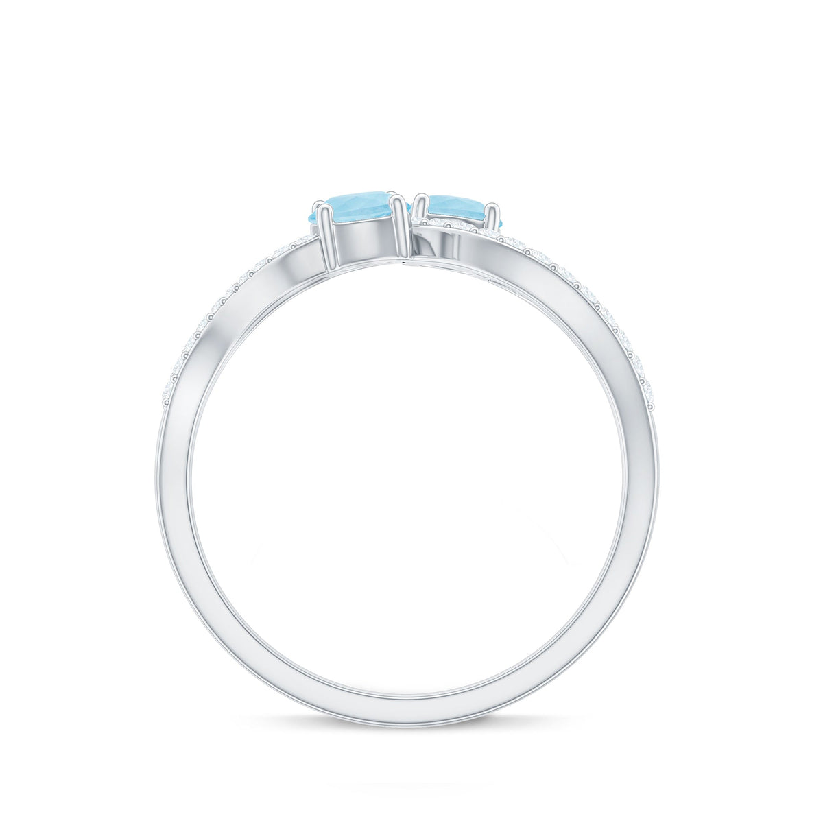 Aquamarine Promise Ring – Two Stone Diamond Infinity Design | Lasting Love Jewelry