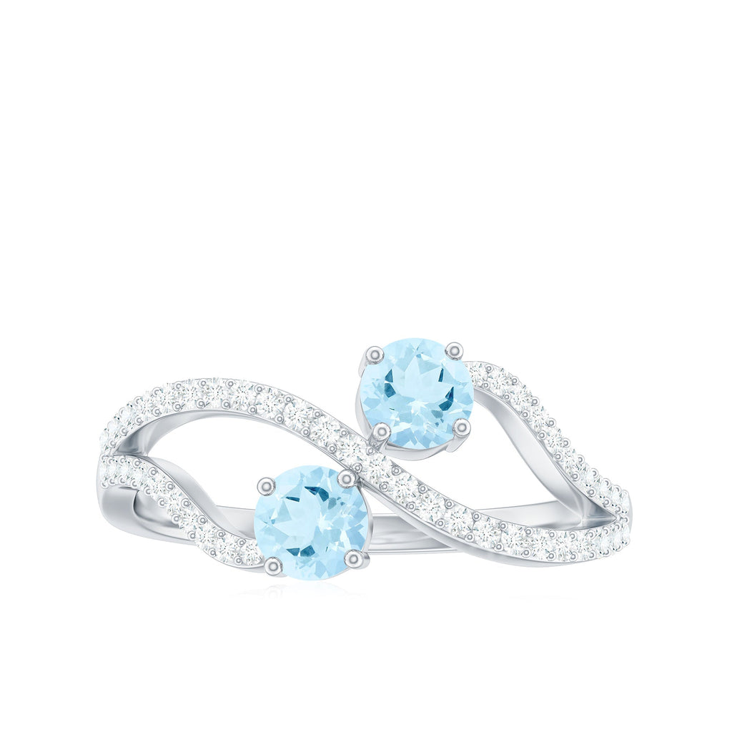 Aquamarine Promise Ring – Two Stone Diamond Infinity Design | Lasting Love Jewelry