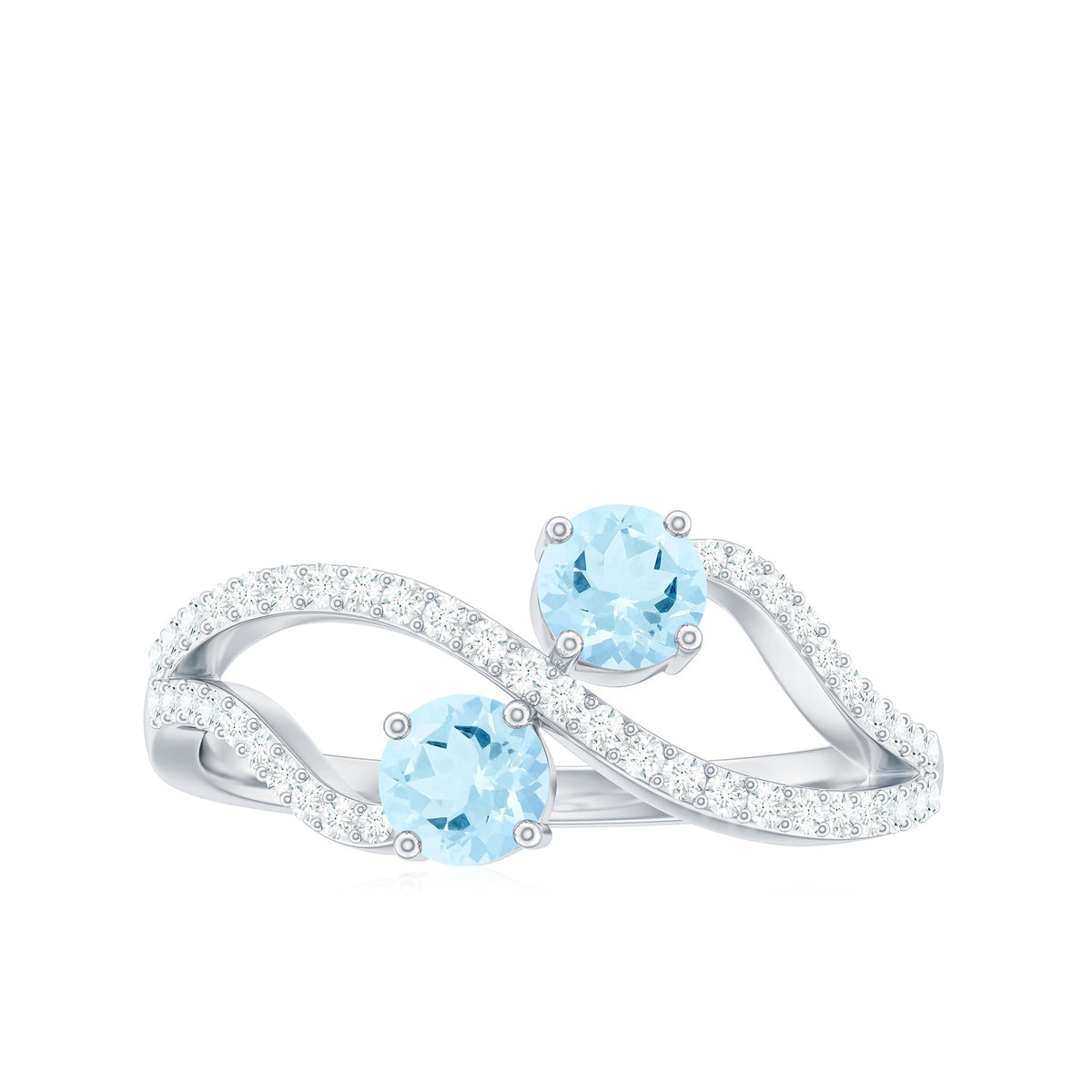 Aquamarine Promise Ring – Two Stone Diamond Infinity Design | Lasting Love Jewelry