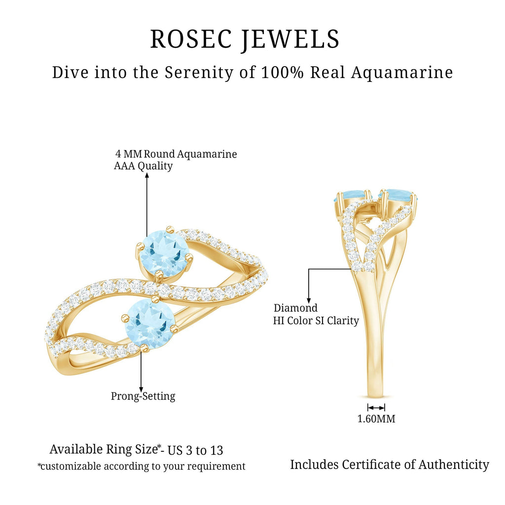 Aquamarine Promise Ring – Two Stone Diamond Infinity Design | Lasting Love Jewelry