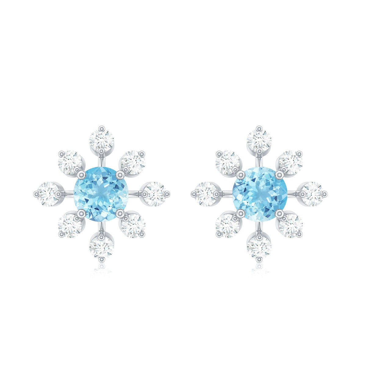 Aquamarine Snowflake Earrings – Certified Aquamarine Jewelry With Diamond Accents