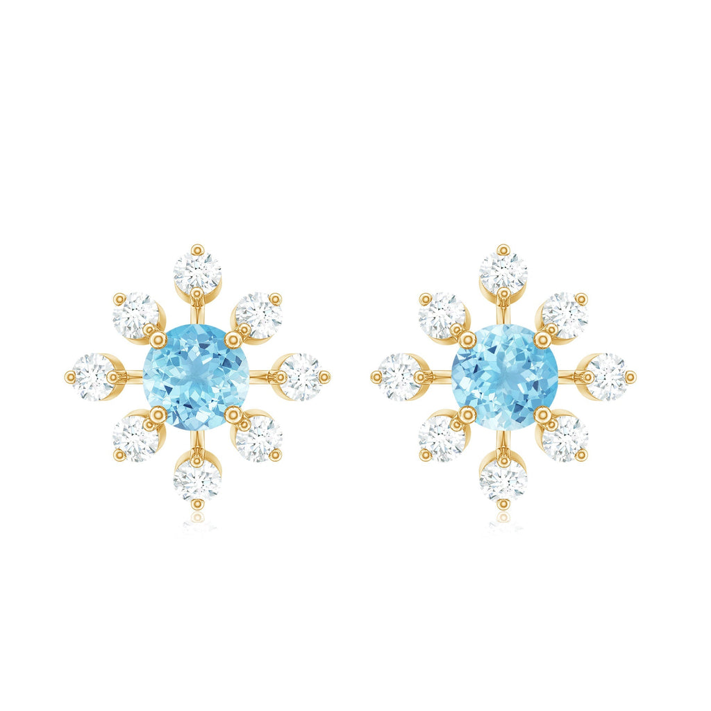 Aquamarine Snowflake Earrings – Certified Aquamarine Jewelry With Diamond Accents