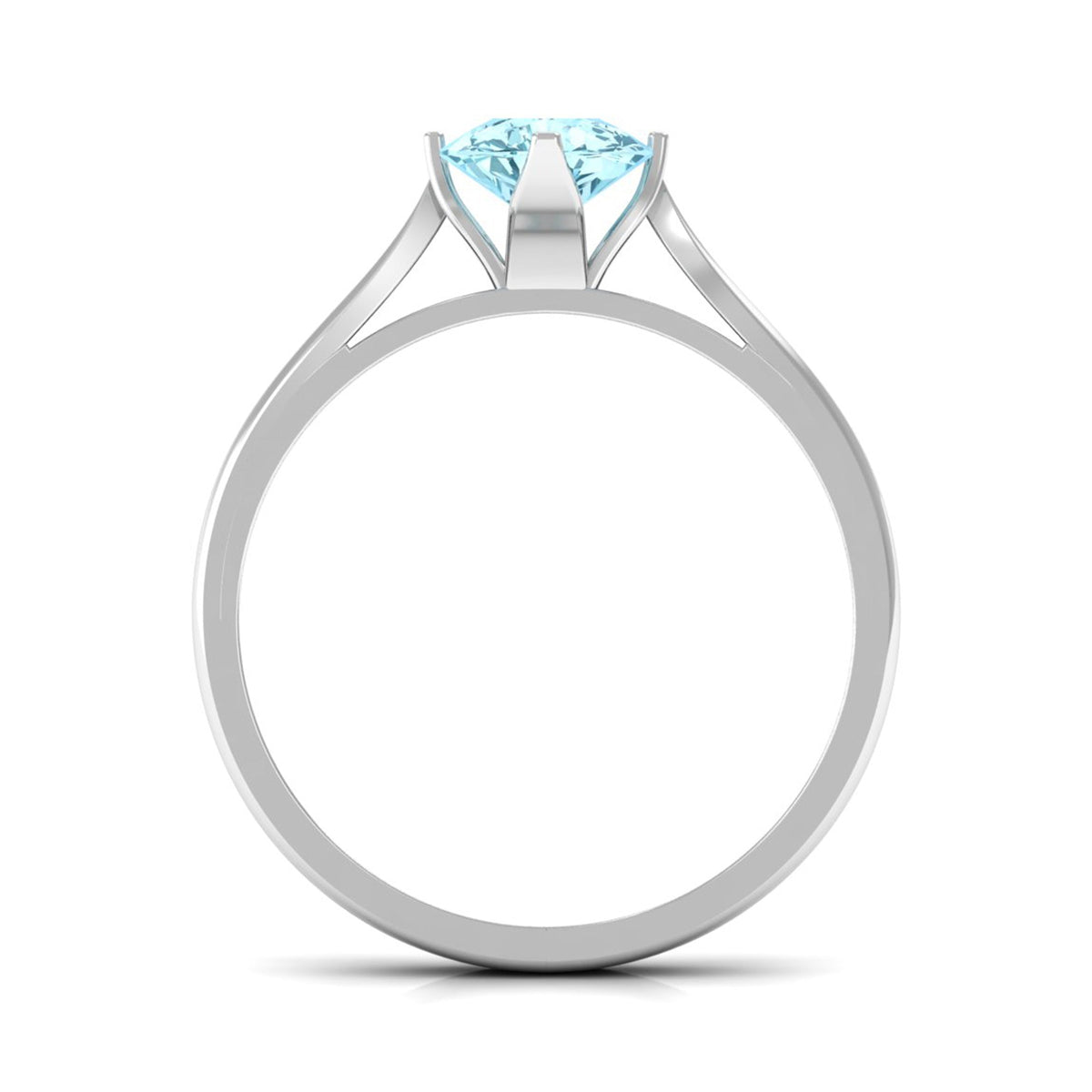 Aquamarine Solitaire Ring – 1 Carat Pear Cut Blue Gemstone With Floral Setting