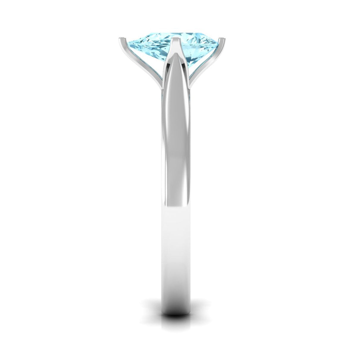Aquamarine Solitaire Ring – 1 Carat Pear Cut Blue Gemstone With Floral Setting