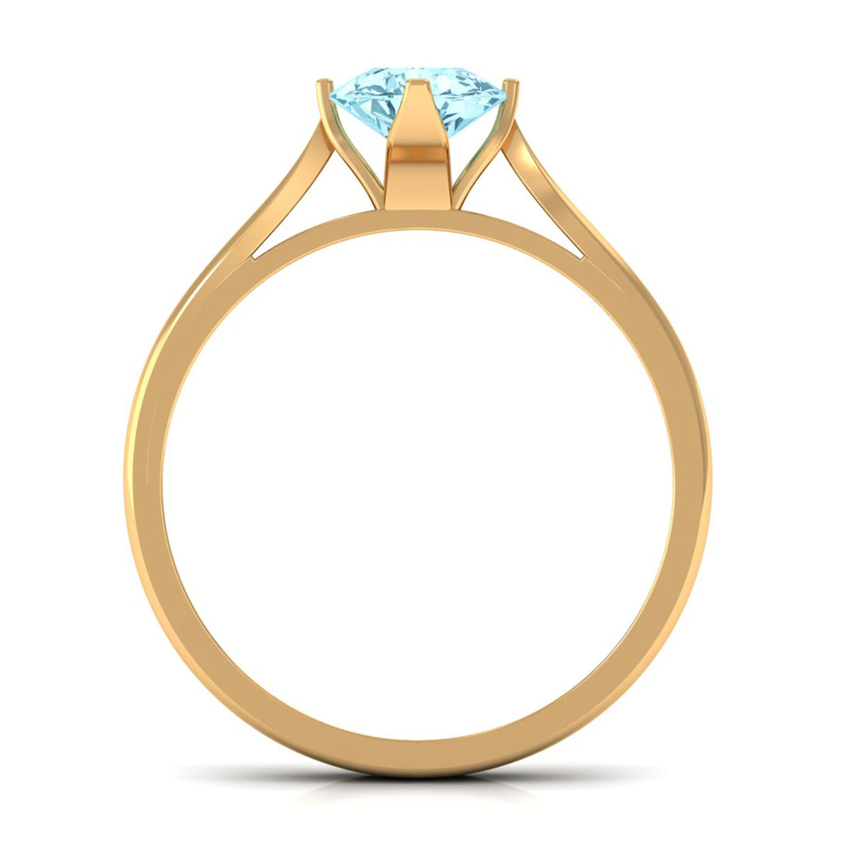 Aquamarine Solitaire Ring – 1 Carat Pear Cut Blue Gemstone With Floral Setting